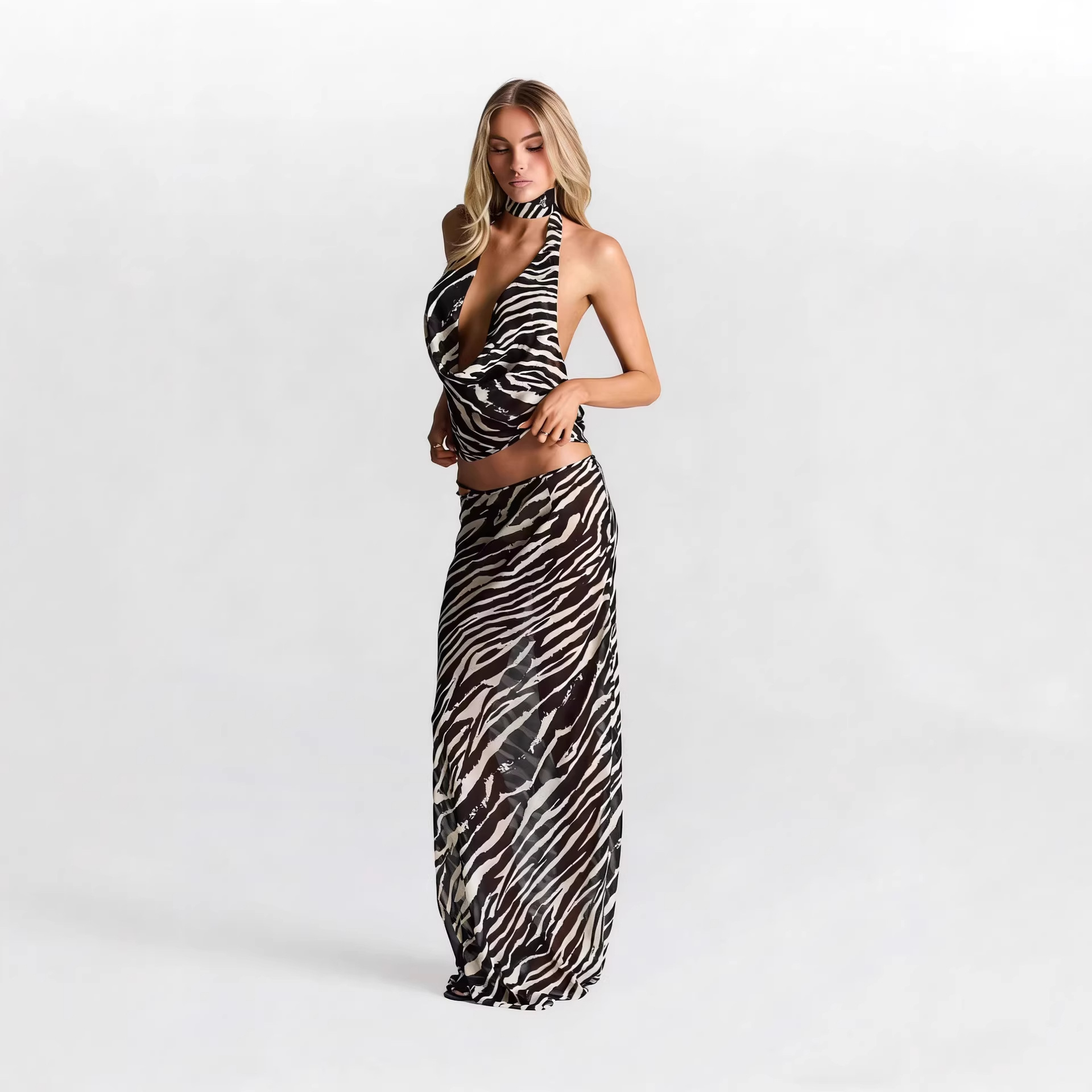Conjunto de 2 piezas con estam - Maxi Dress Halter reseña y precio