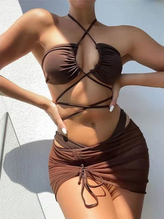 Bikini de Cintura Alta para Mu - Swimsuit Bikini Ruched reseña y precio